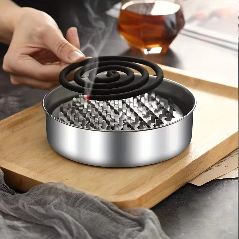 1PC Mosquito Repellent Box Hollow Design Practical High-Temperature Resistant Holder Stainless-Steel Mosquito Coil Tray for Home