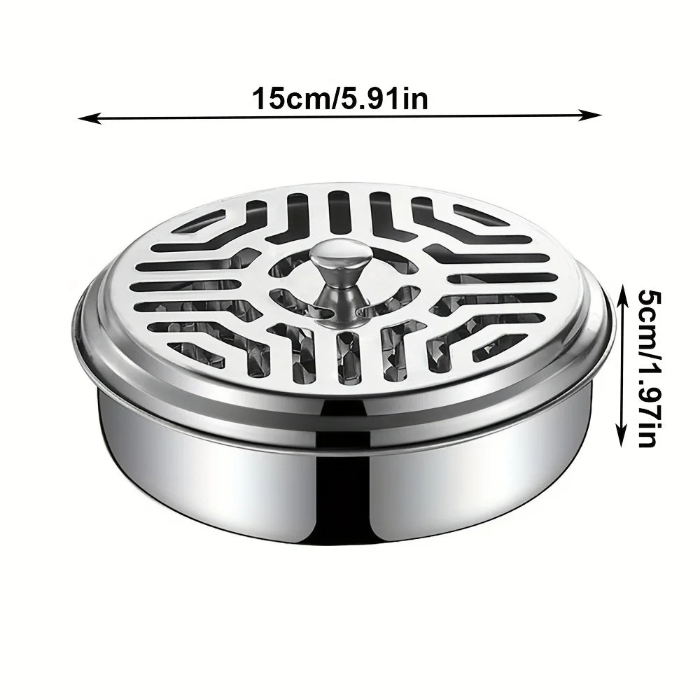 1PC Mosquito Repellent Box Hollow Design Practical High-Temperature Resistant Holder Stainless-Steel Mosquito Coil Tray for Home