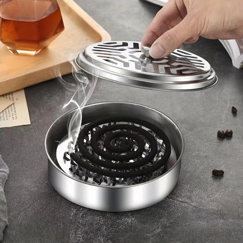 1PC Mosquito Repellent Box Hollow Design Practical High-Temperature Resistant Holder Stainless-Steel Mosquito Coil Tray for Home