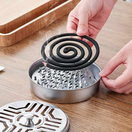 1PC Mosquito Repellent Box Hollow Design Practical High-Temperature Resistant Holder Stainless-Steel Mosquito Coil Tray for Home